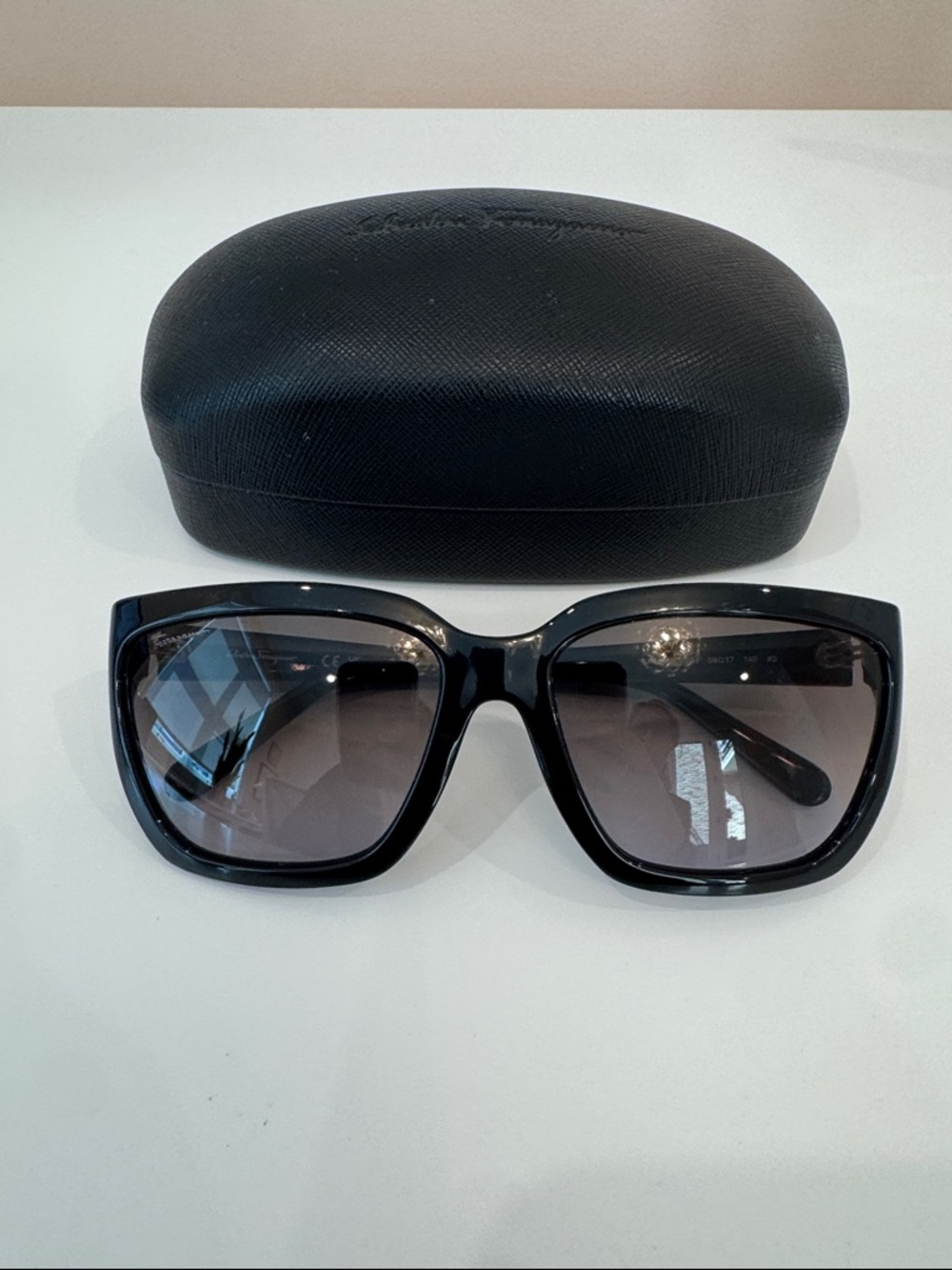 Salvatore Ferragamo Black Gradient Lens Oversized Sunglasses